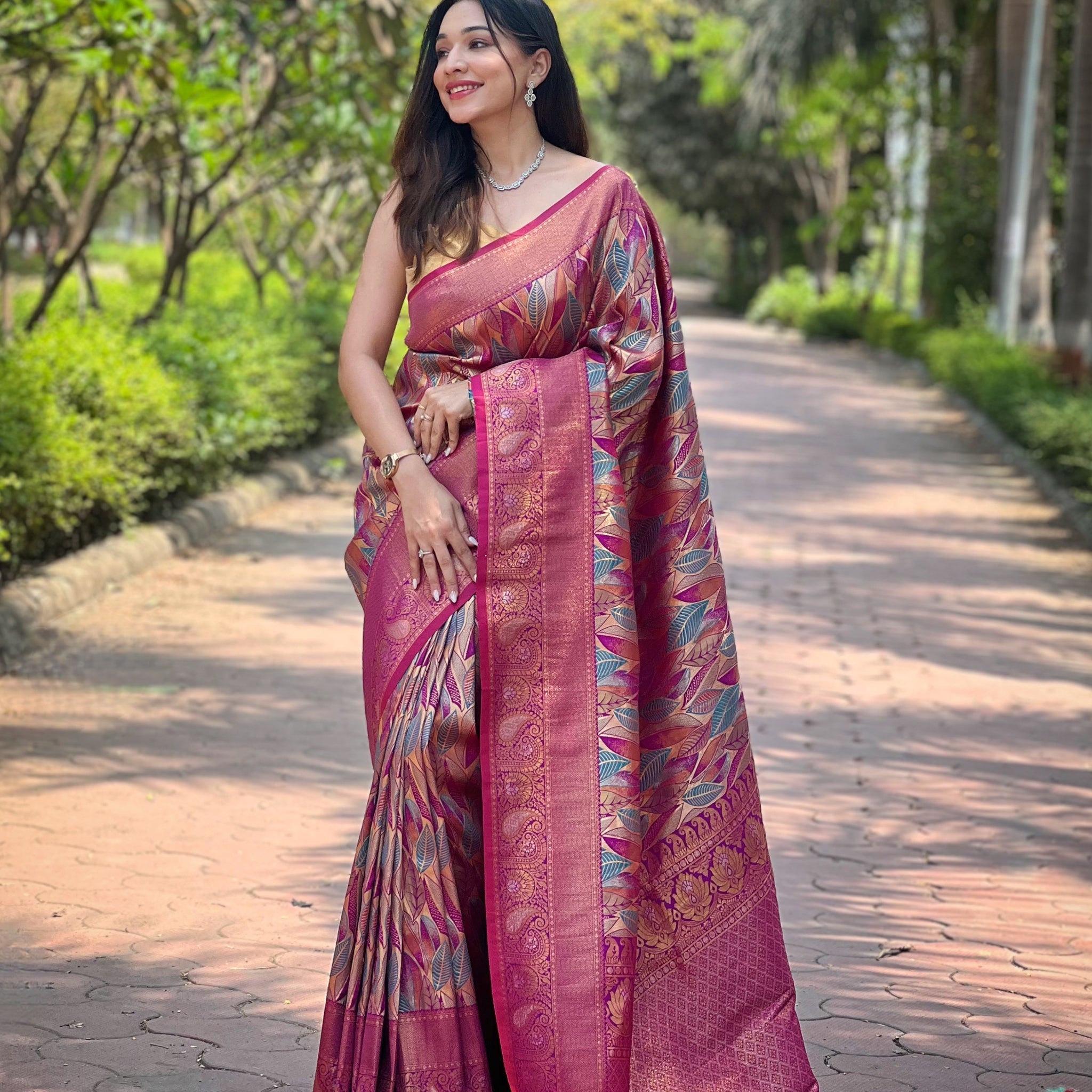 Wine Kanchi Pattu Silk Saree