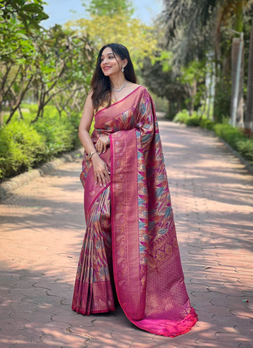 Wine Kanchi Pattu Silk Saree