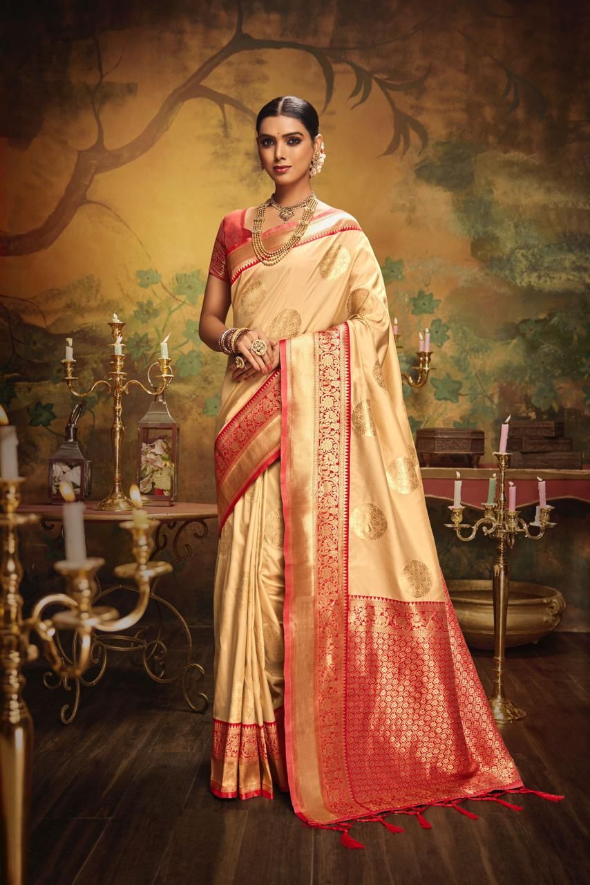 Beige Silk Saree