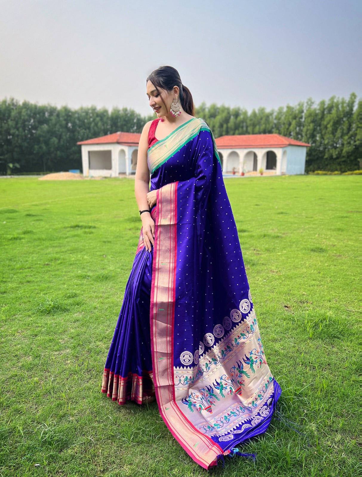 Purple Colour Paithani Saree with Peacock Pallu – Snusha