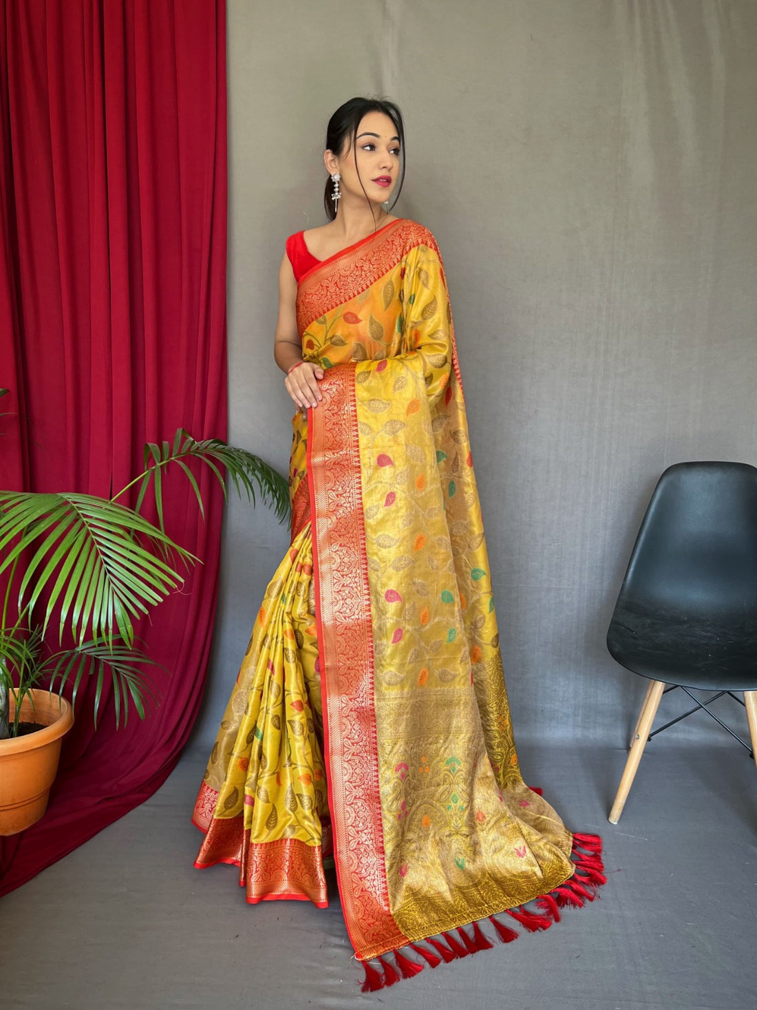 Yellow Soft Assam Silk Saree