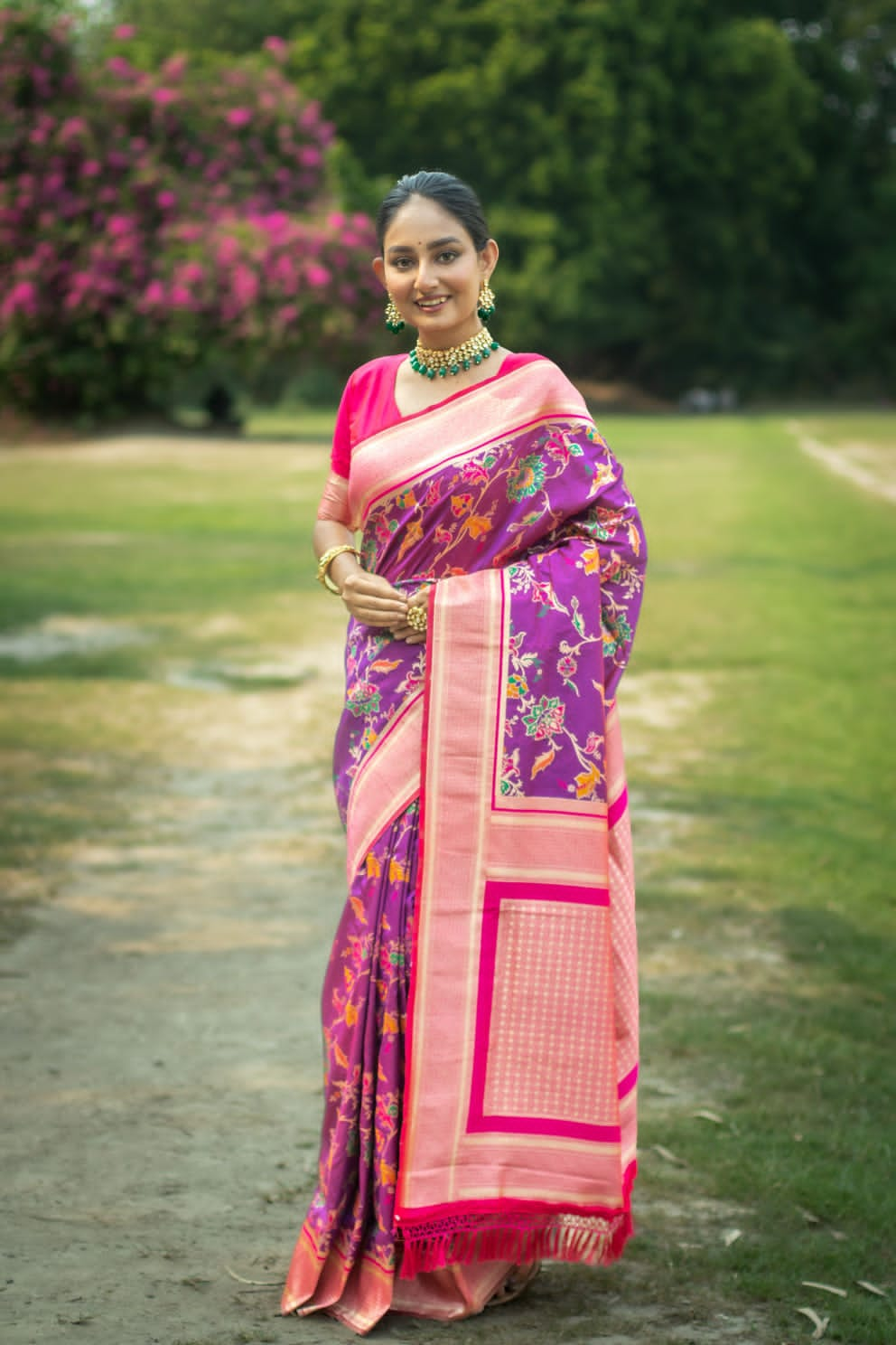 Purple Soft Banarasi Katan Silk Saree