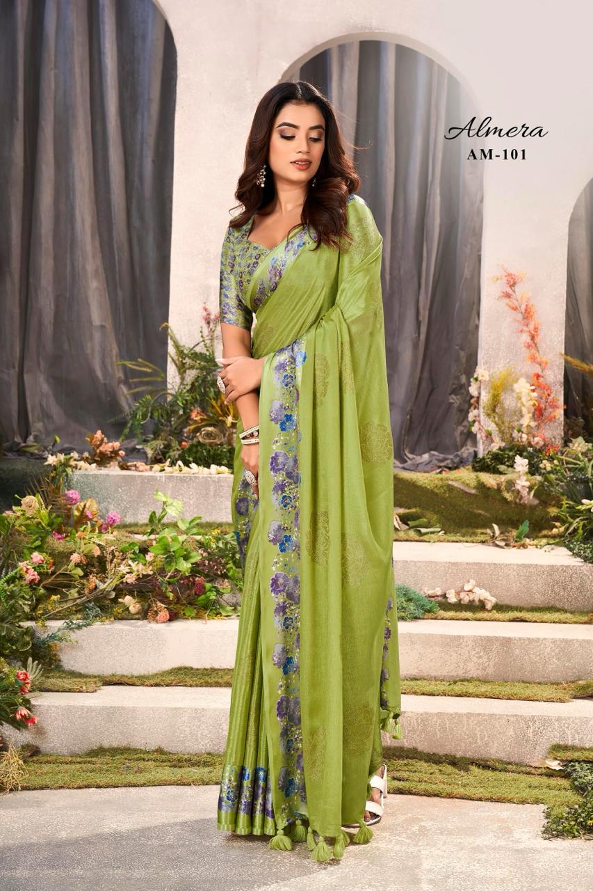Buy Multi Color Satin Crepe Printed Marble Saree With Running Blouse For  Women by Nazaakat by Samara Singh Online at Aza Fashions.