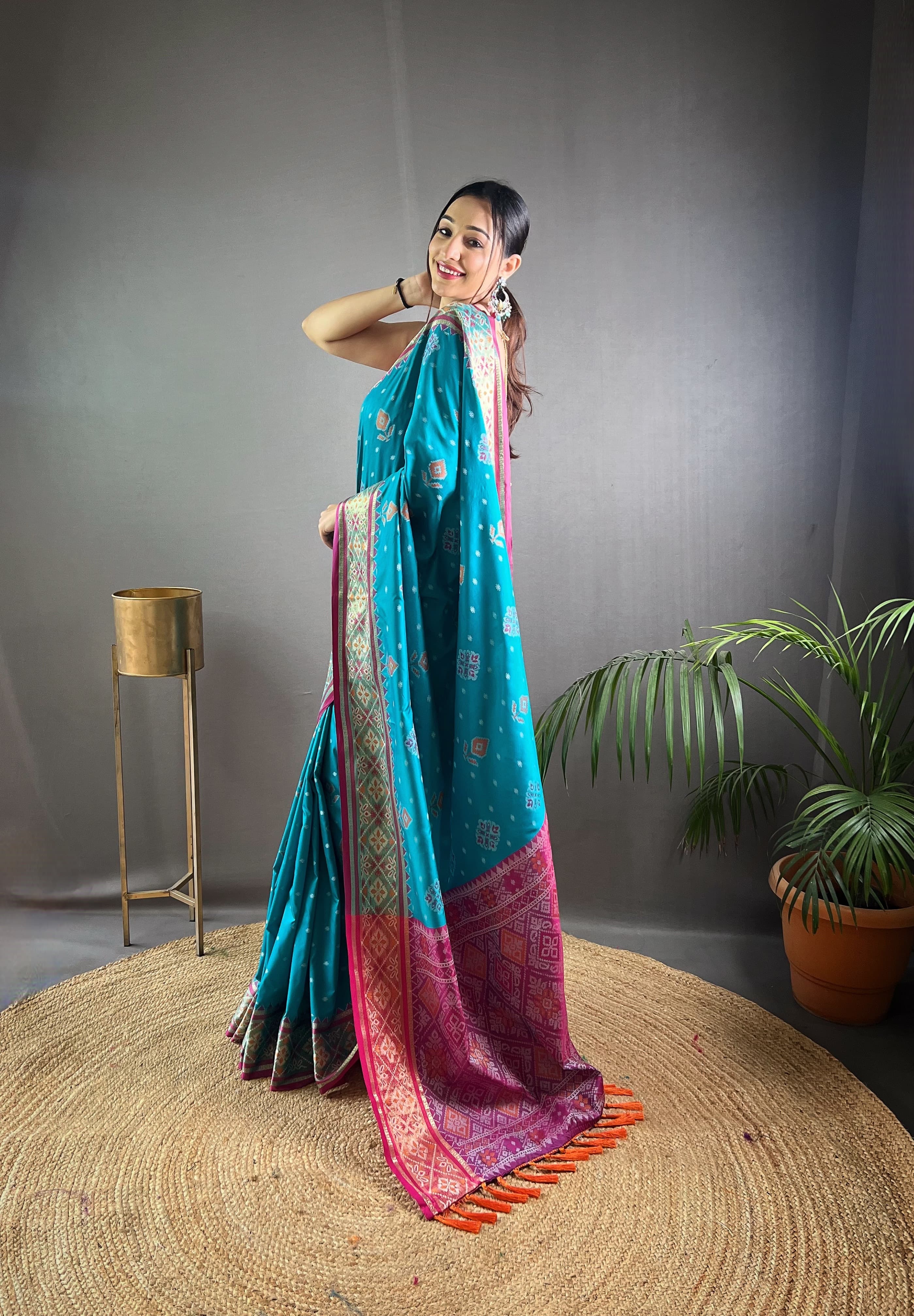 Buy Orange Patola Silk Saree Online in USA| Embroidered Zari Border – Pure  Elegance