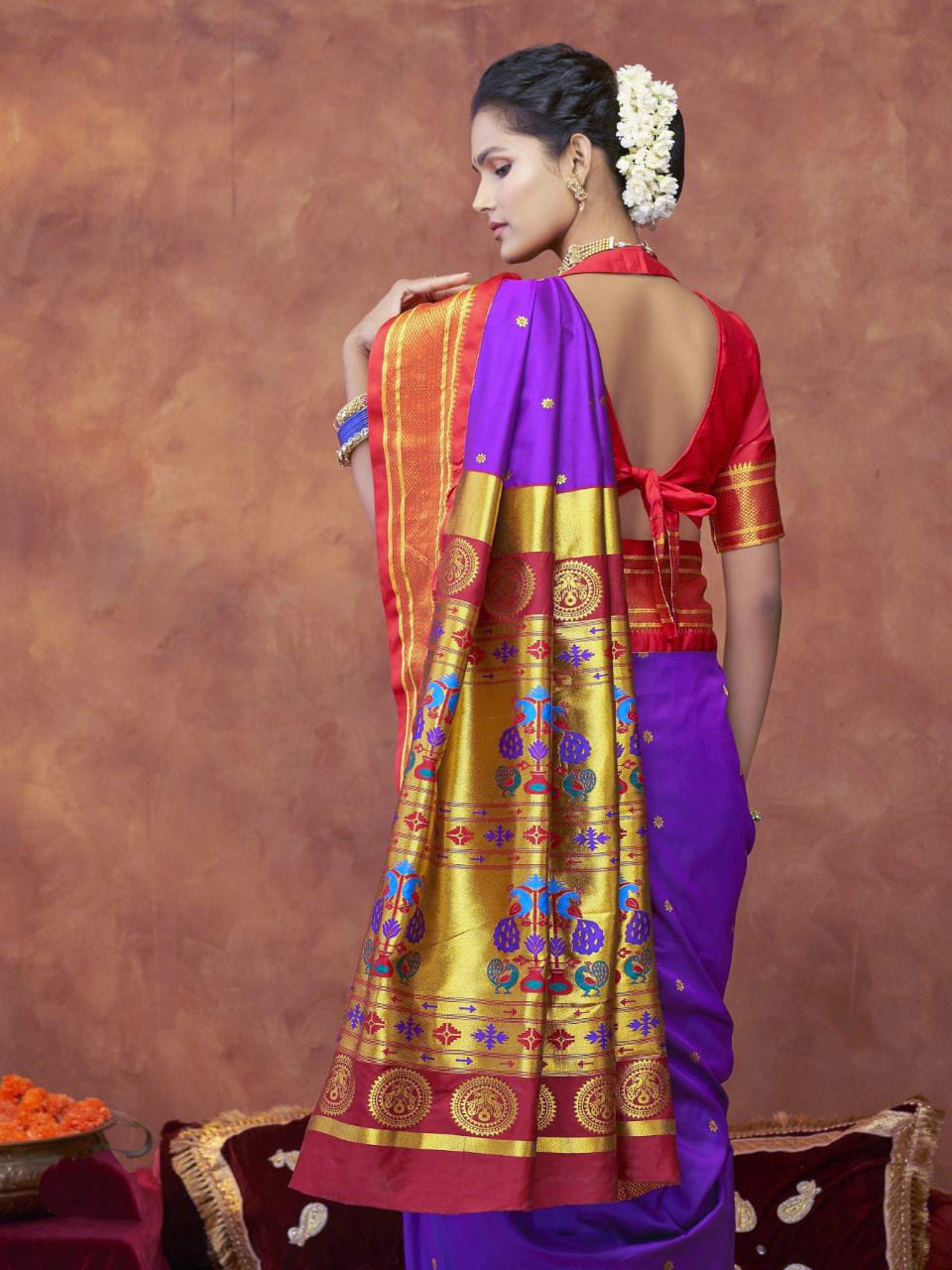 Purple Paithani Saree With Zari Woven Pallu 4530SR08