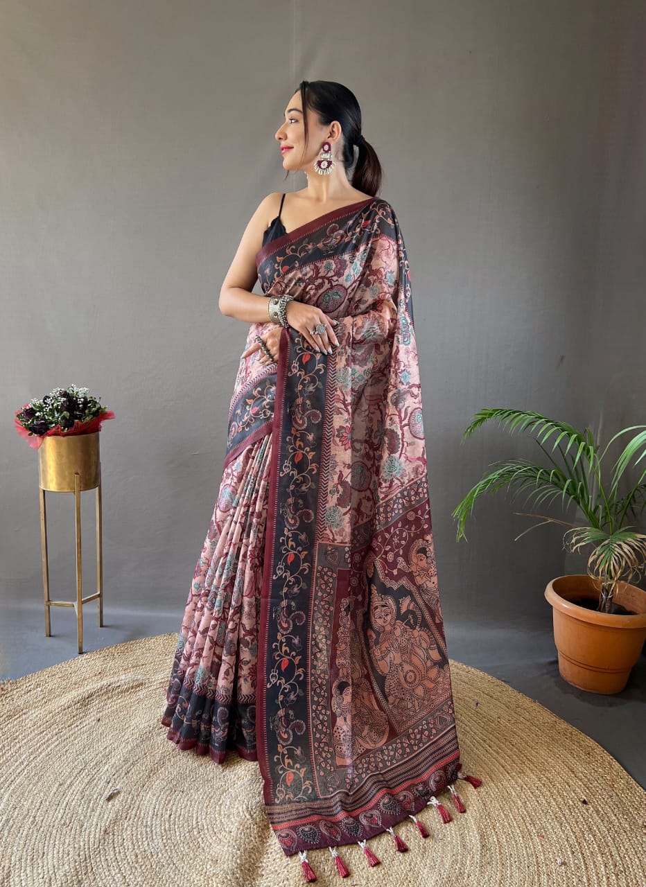 Digital Printed Silk Cotton Saree