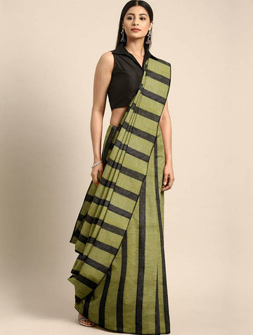 Olive Green Khadi Cotton Saree