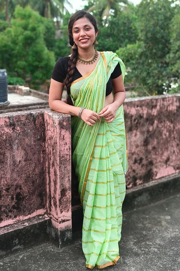 Mint Green Cotton Saree