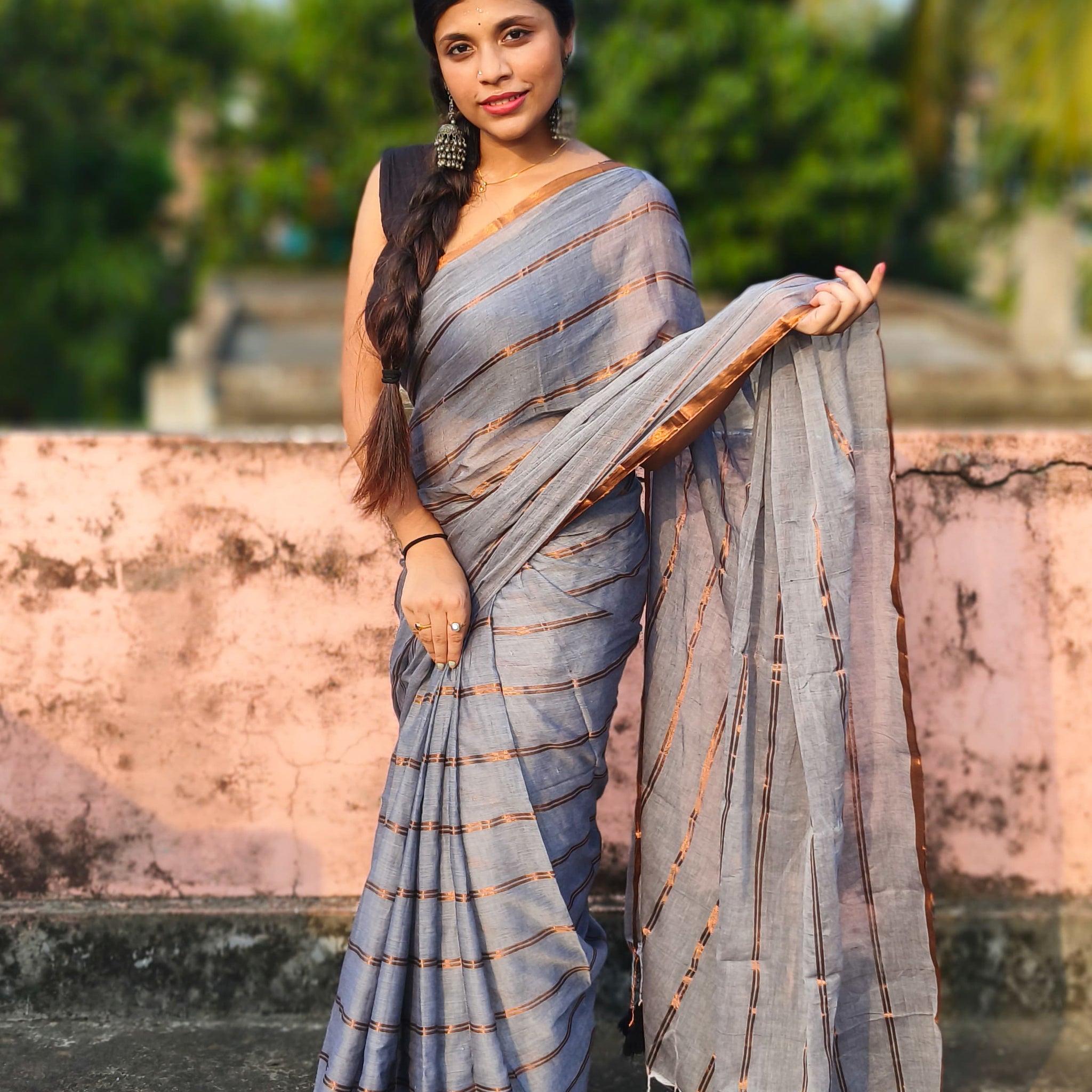 Gray Cotton Saree