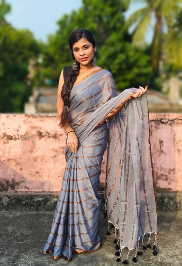 Gray Cotton Saree