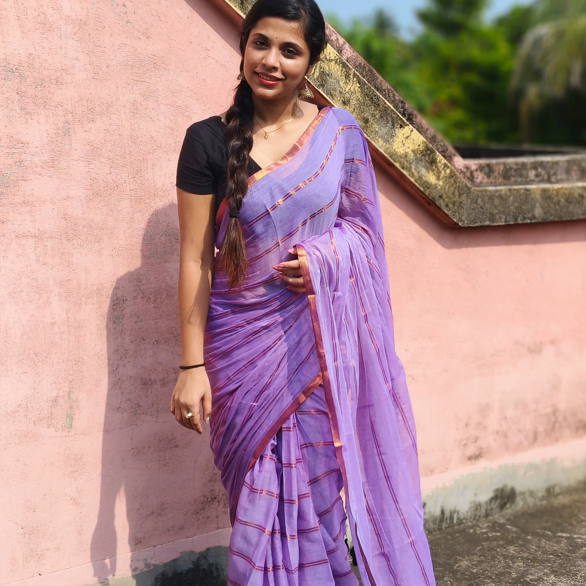 Lavendar Cotton Saree