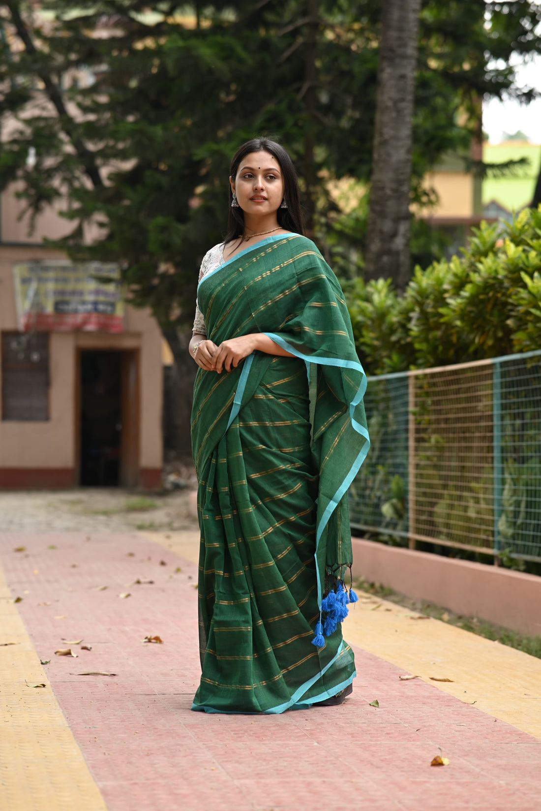 Green Cotton Saree