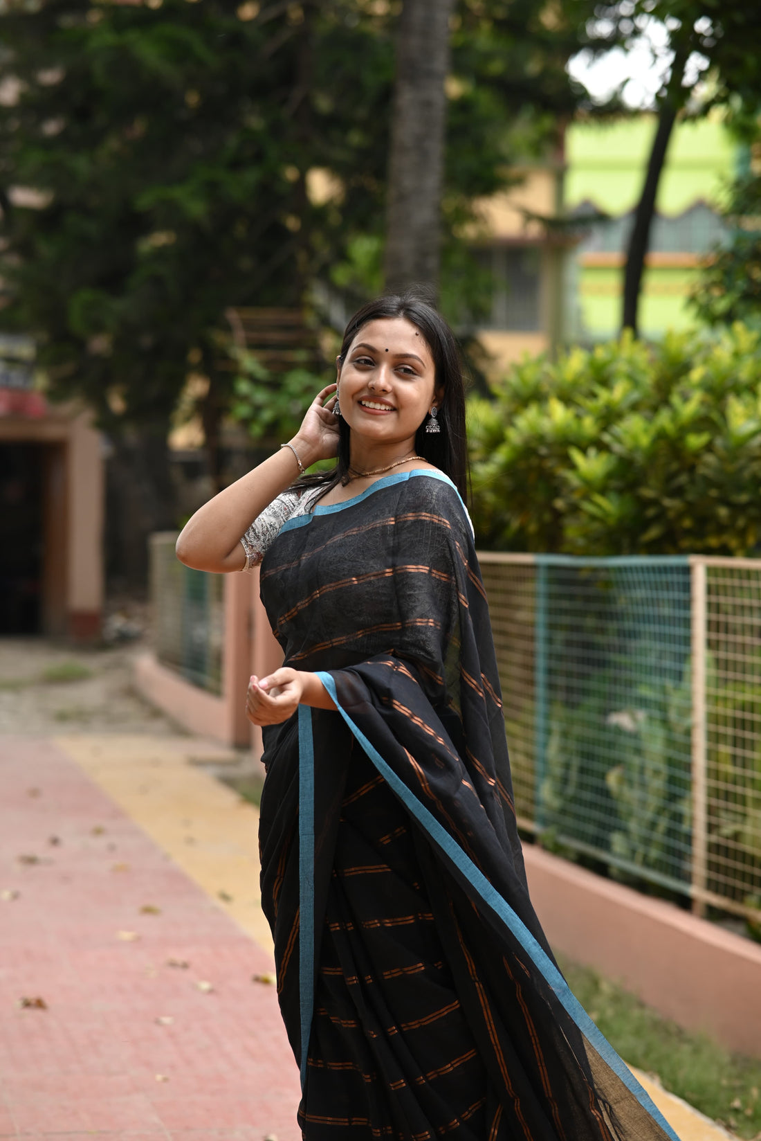 Black Cotton Saree