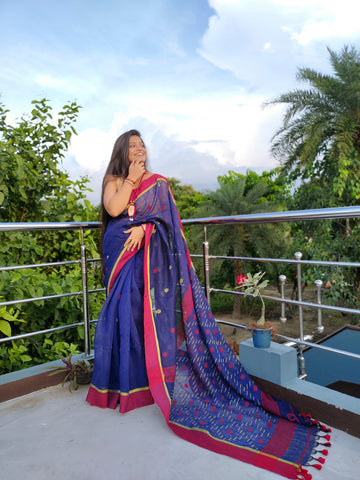 Blue Lilen Saree