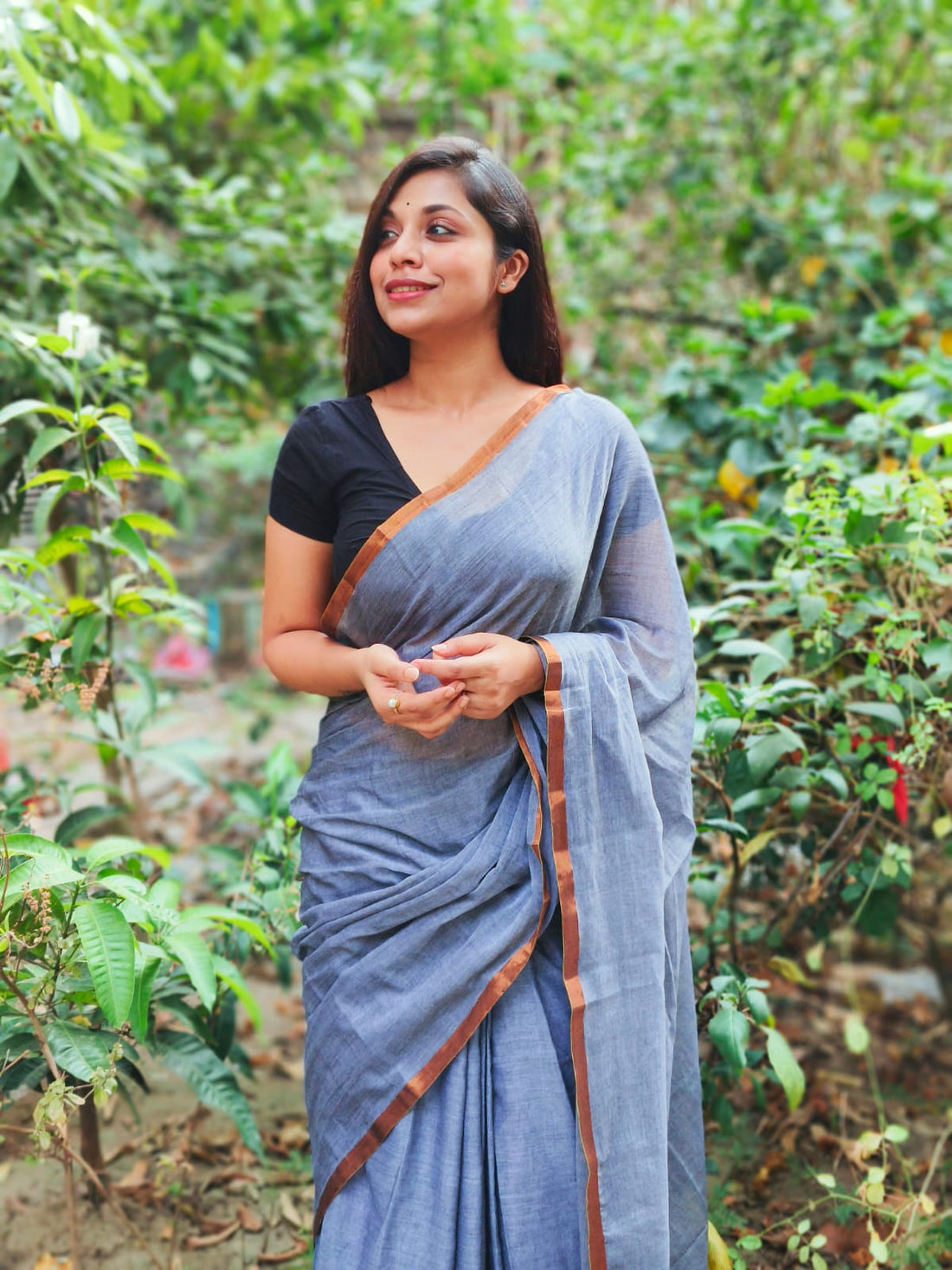 Gray Cotton Saree