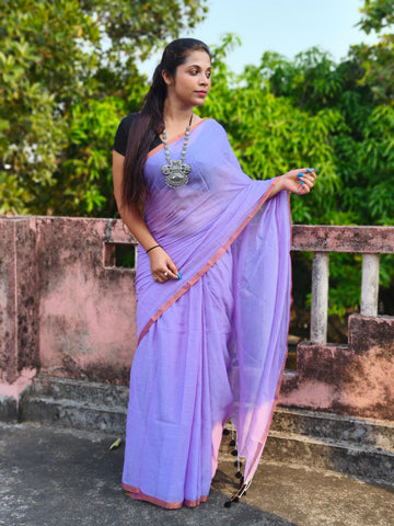 Lavender Cotton Saree