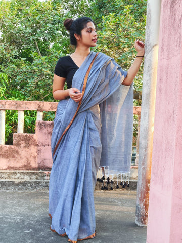 Gray Cotton Saree