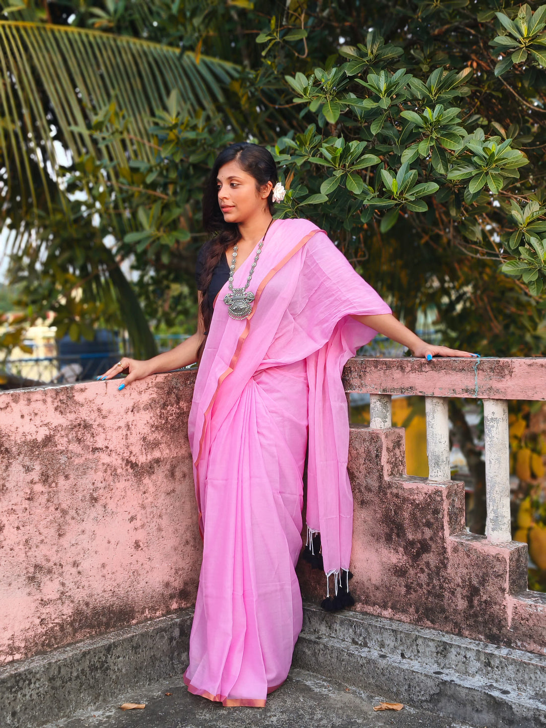 Pink Cotton Saree