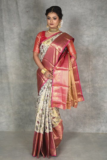 Multi Color Semi Kanjivaram Silk Saree