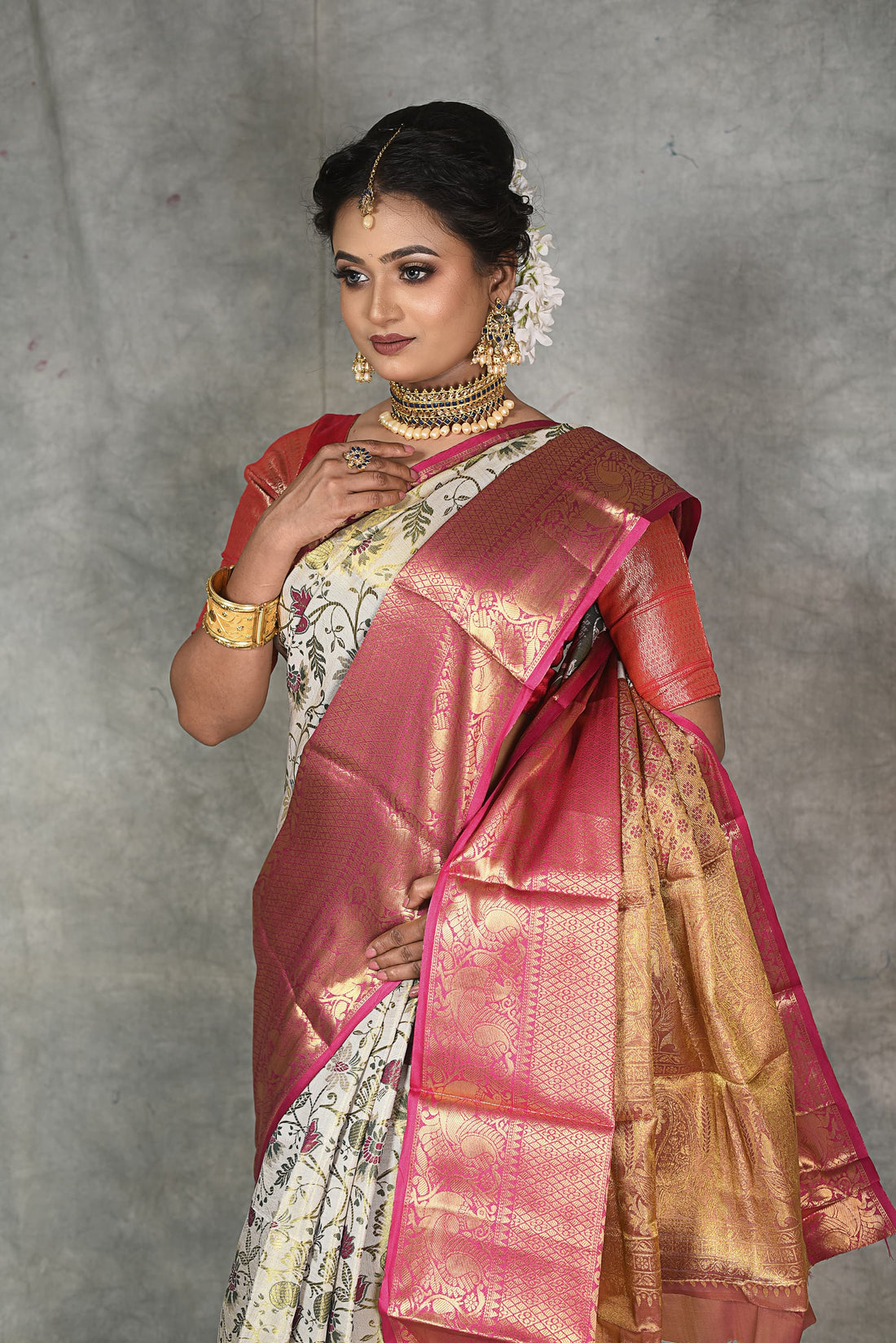 Multi Color Semi Kanjivaram Silk Saree