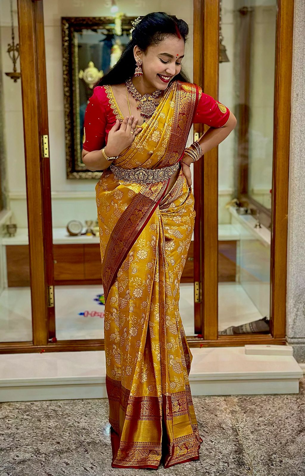 Mustard Yellow Kanjivaram Silk Saree