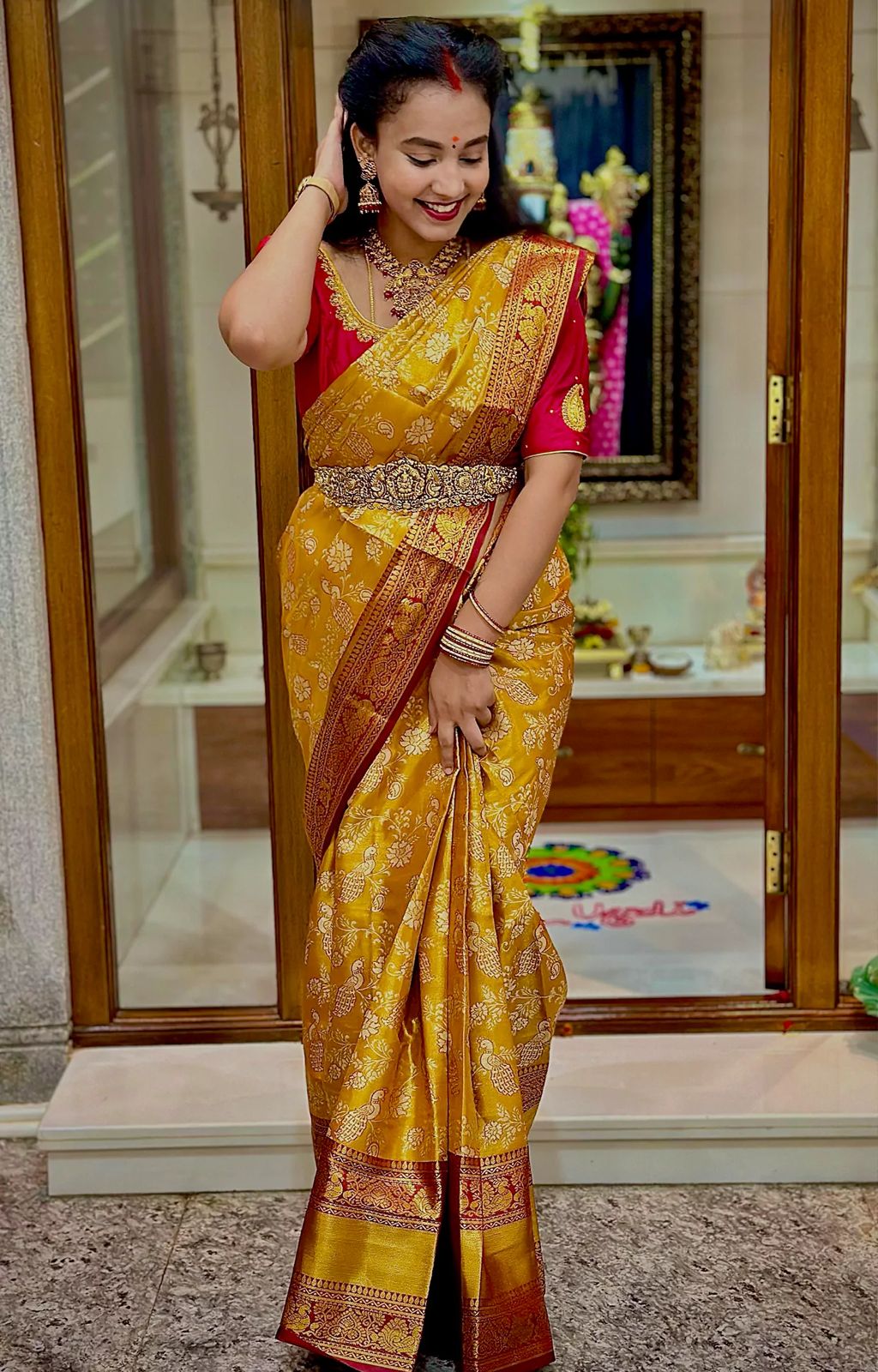 Mustard Yellow Kanjivaram Silk Saree