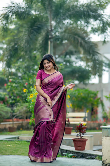 Pink Soft Banarasi Raw Silk Saree