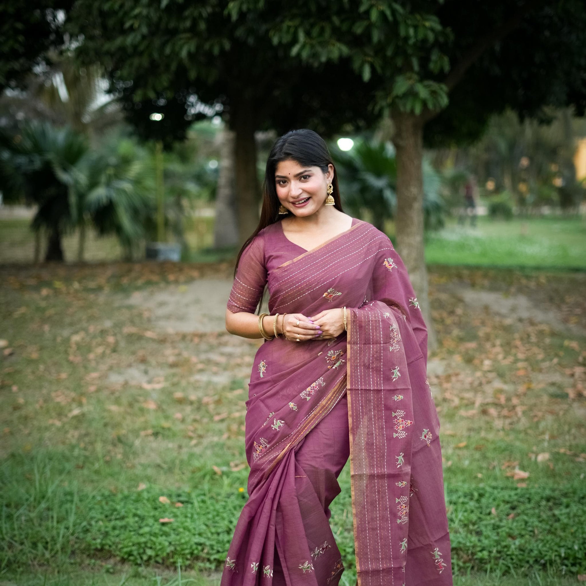 Dusty Pink Khadi Tussar Silk Saree