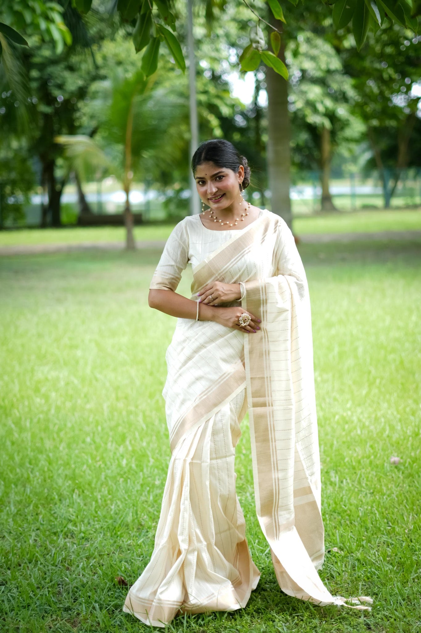 White Soft Banarasi Raw Silk Saree