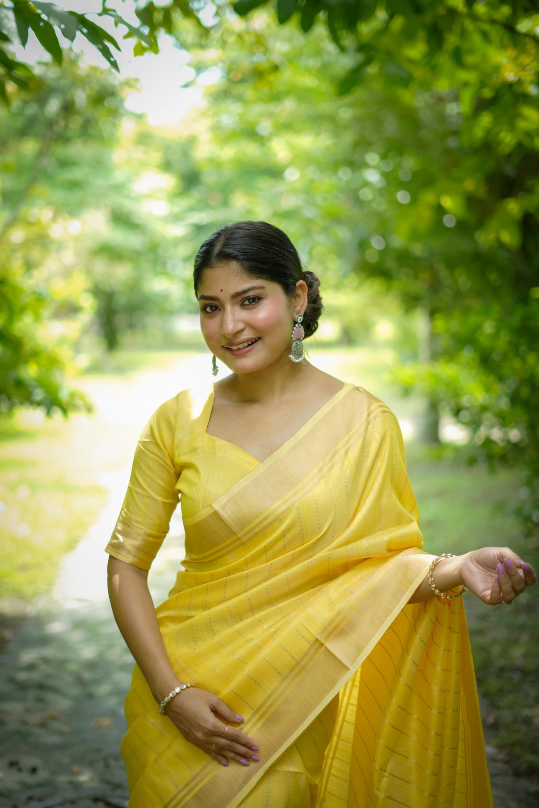 Yellow Soft Banarasi Raw Silk Saree