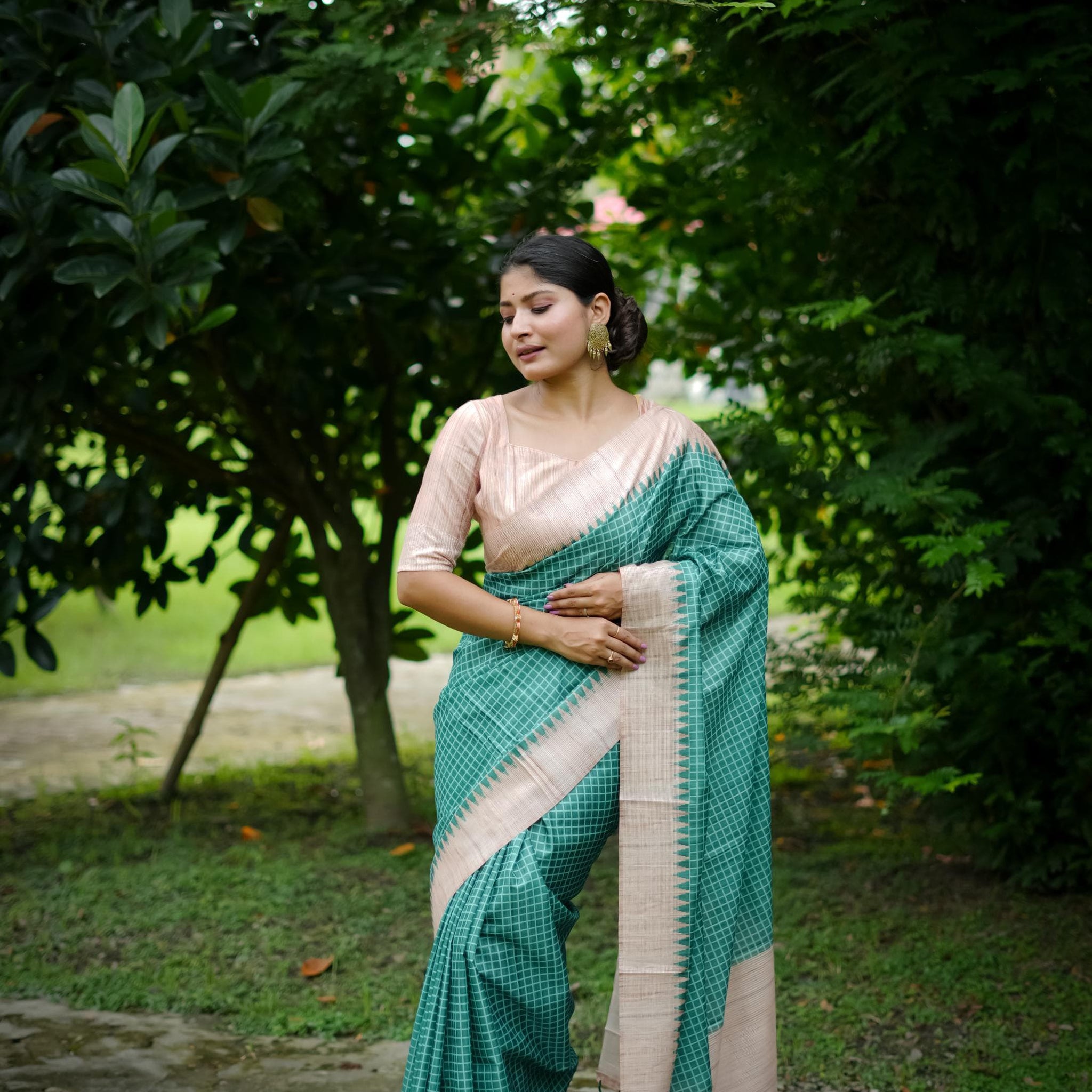 Sky Blue Soft Tussar Silk Saree