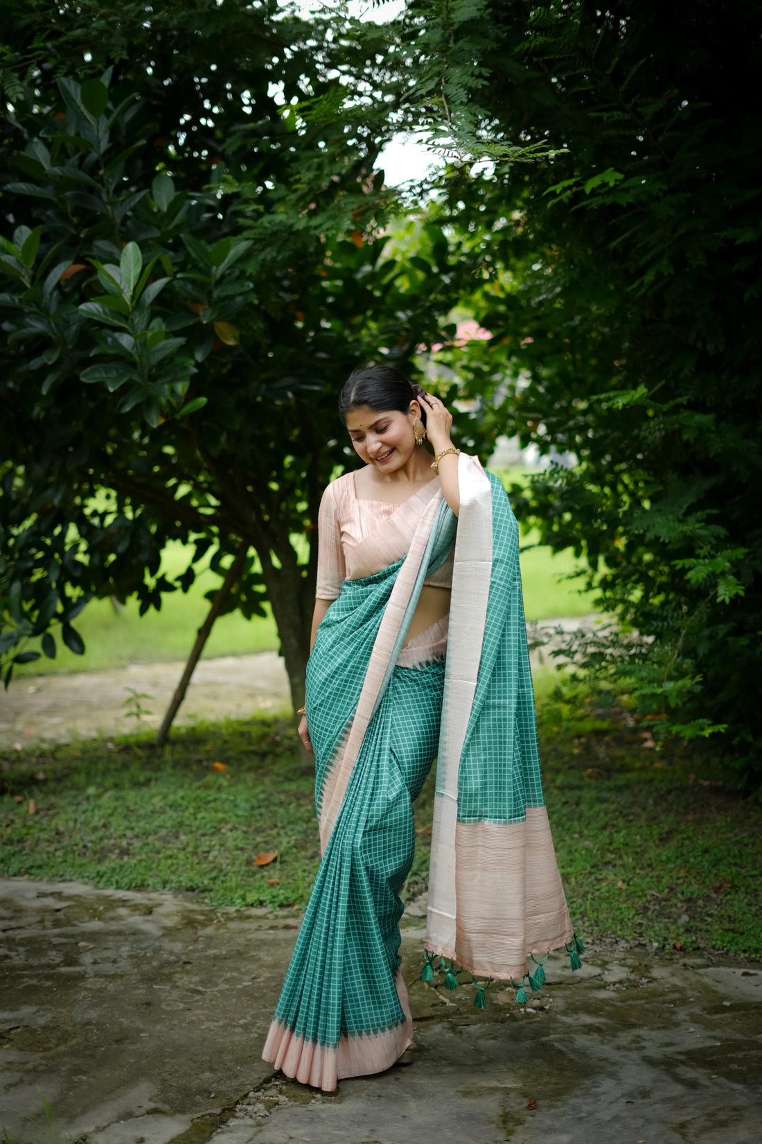 Sky Blue Soft Tussar Silk Saree