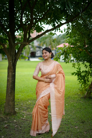 Mellow Yellow Soft Tussar Silk Saree