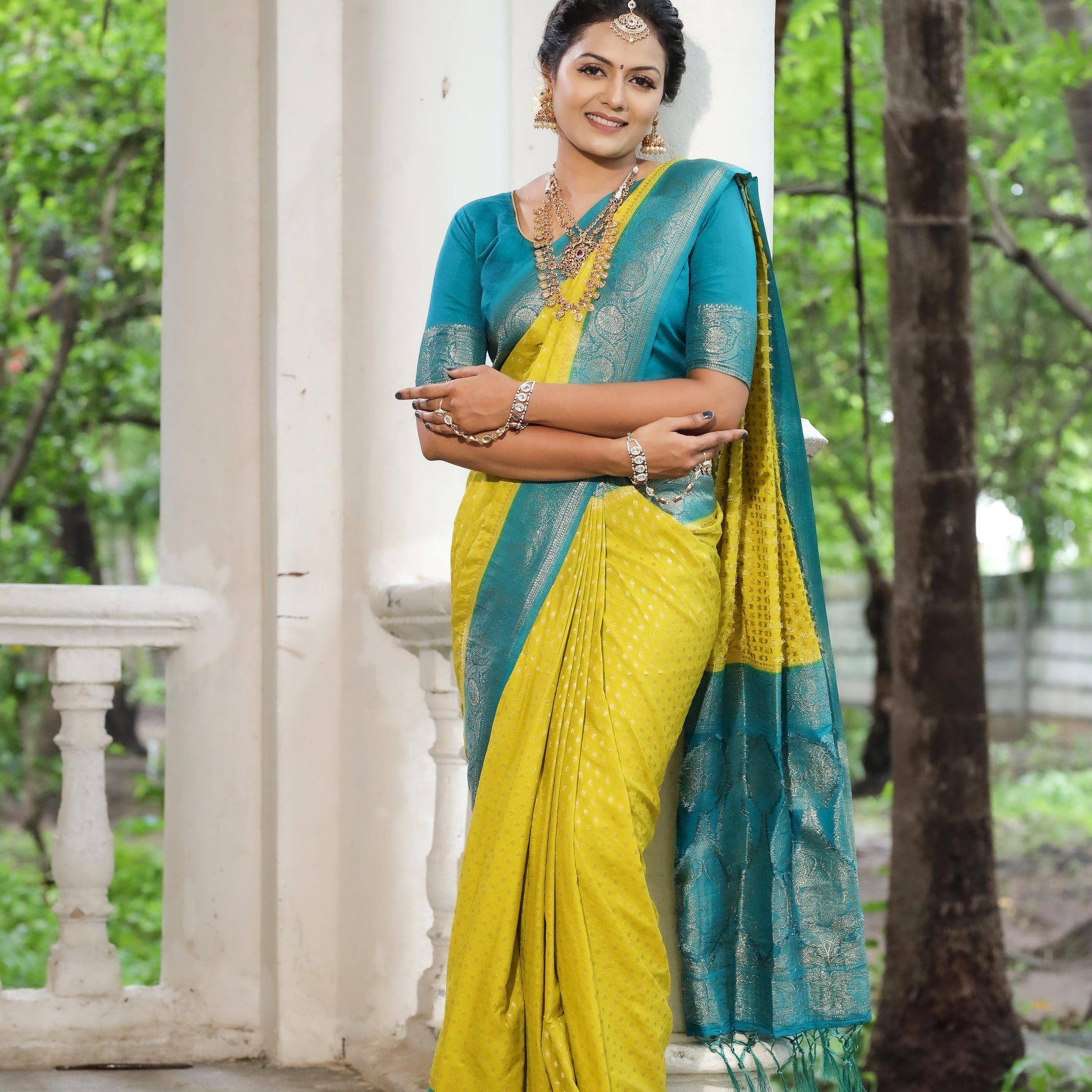 Lime Yellow Pure Soft khadi Georgette Silk Saree