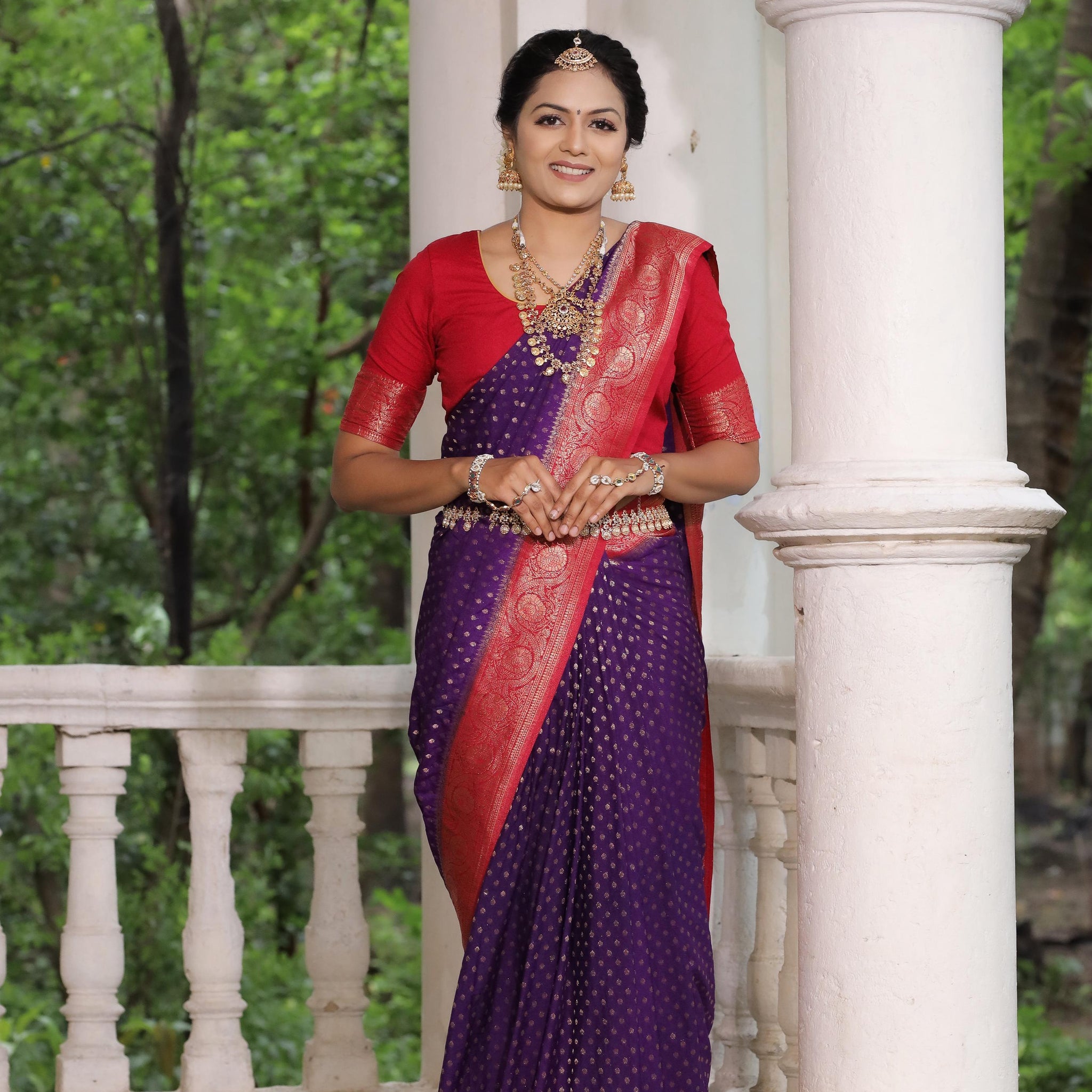 Purple Pure Soft khadi Georgette Silk Saree