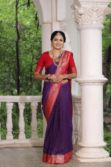 Purple Pure Soft khadi Georgette Silk Saree