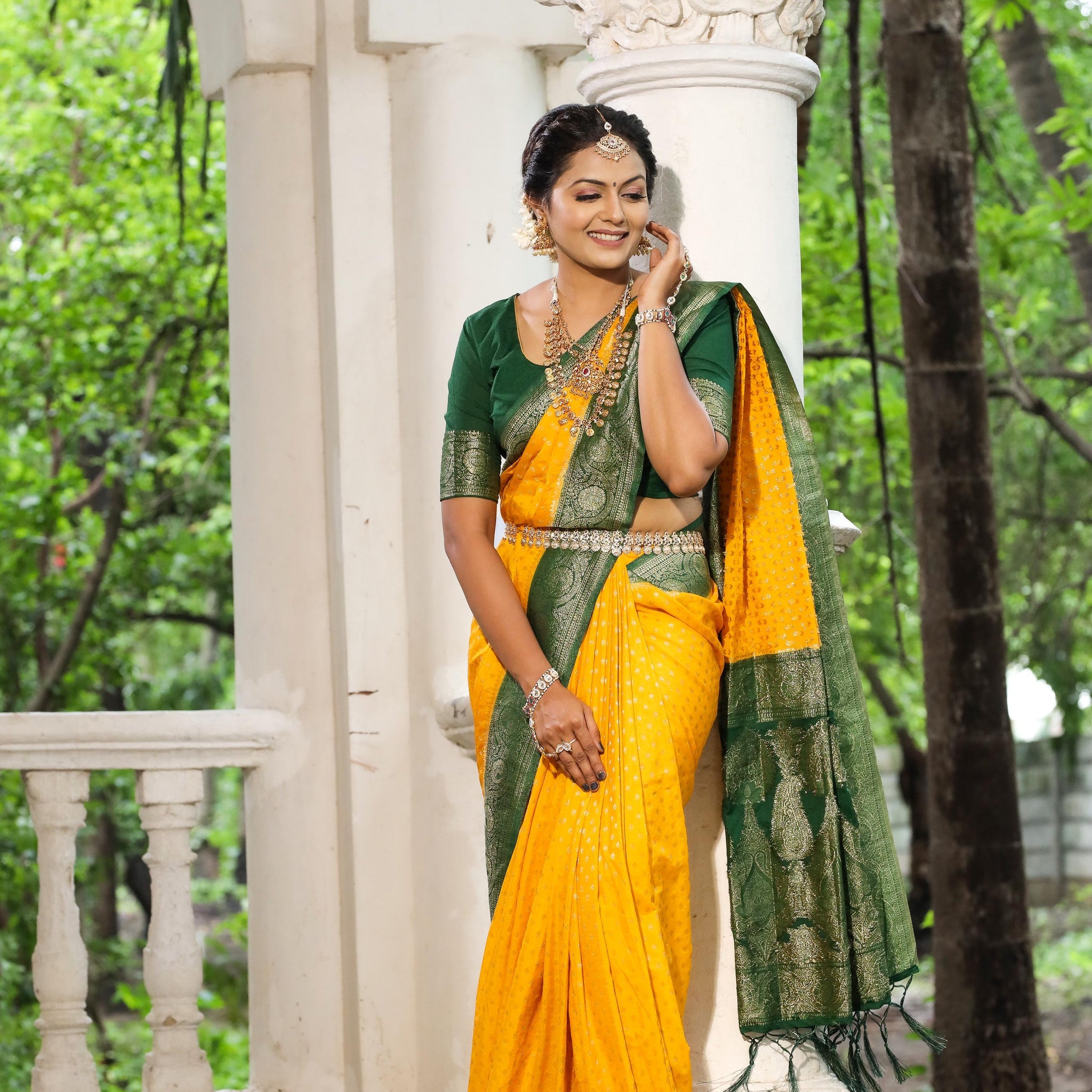 Mustard Yellow Pure Soft khadi Georgette Silk Saree