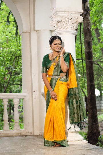 Mustard Yellow Pure Soft khadi Georgette Silk Saree