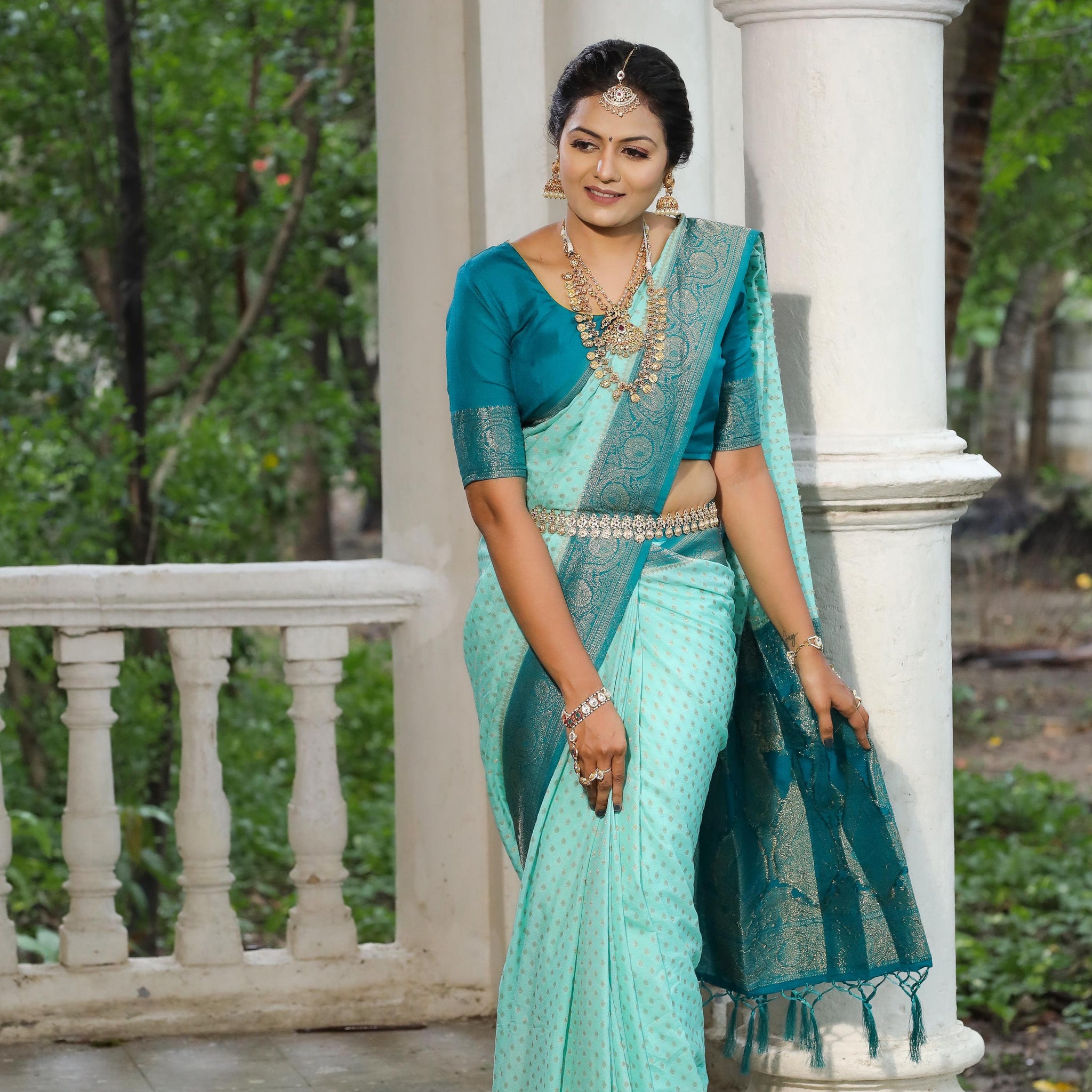 Sky Blue Pure Soft khadi Georgette Silk Saree