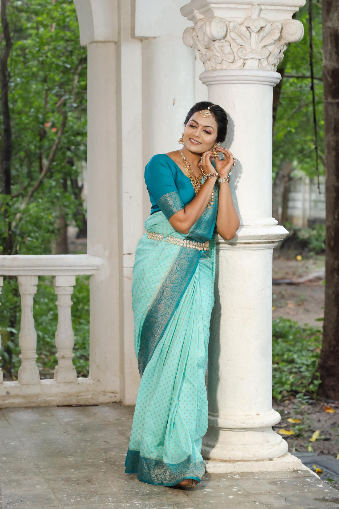 Sky Blue Pure Soft khadi Georgette Silk Saree