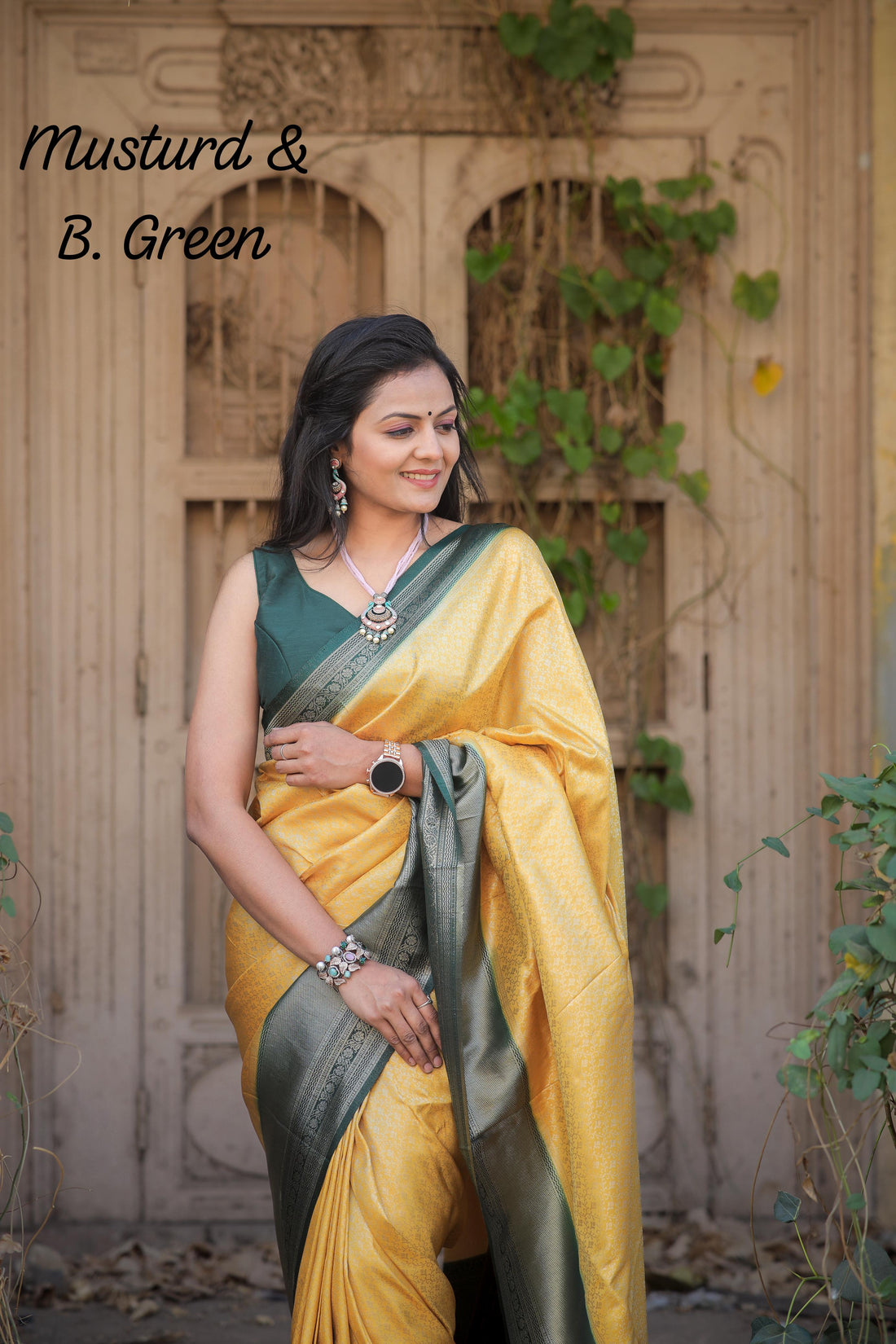 Mustard Yellow Soft Silk Saree