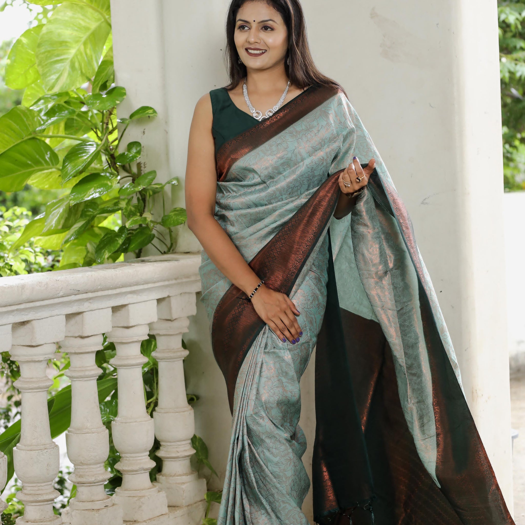 Pearl Gray Soft Silk Saree