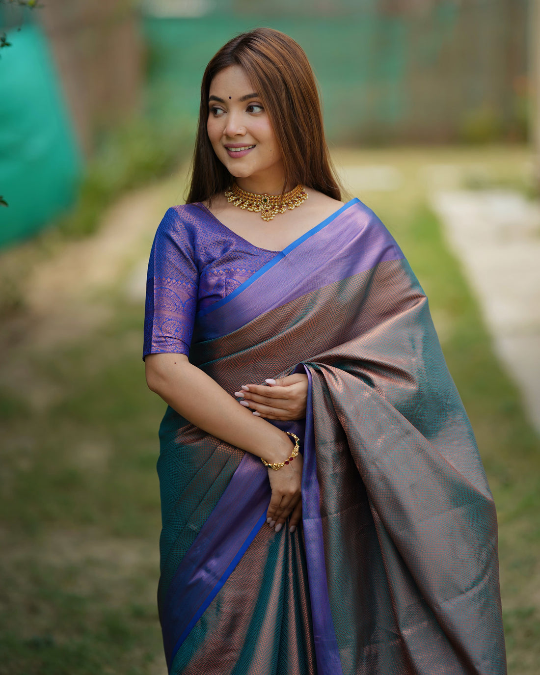 Steel Gray Kubera Pattu Kanjivaram Silk Saree