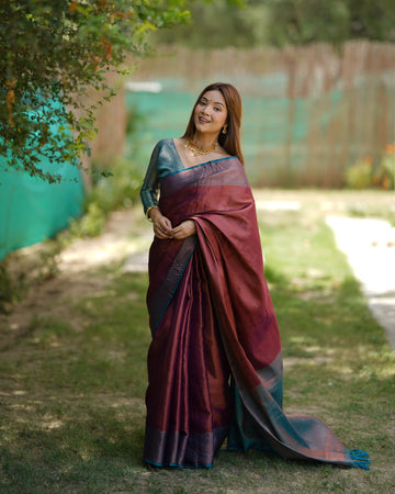 Maroon Kubera Pattu Kanjivaram Silk Saree