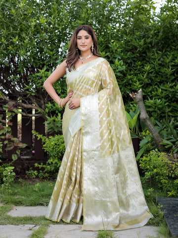 Pista Green Banarasi Glass Tissue Saree