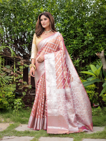 Peach Banarasi Glass Tissue Saree