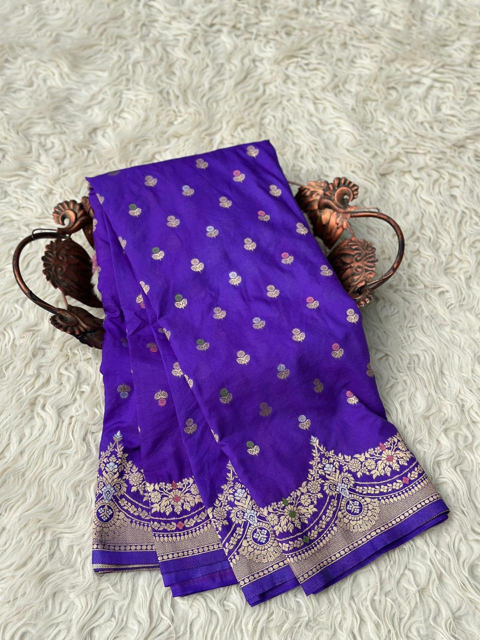 Pre Draped Violet Khadi Georgette Saree