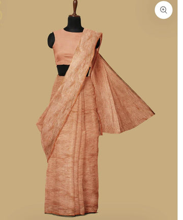 Pre-Draped Peach Crush Tissue Banarasi Silk Saree