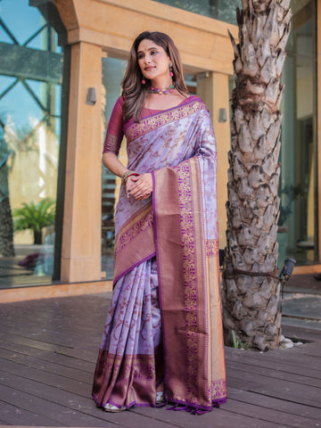 Lavender Dharmavaram silk Saree