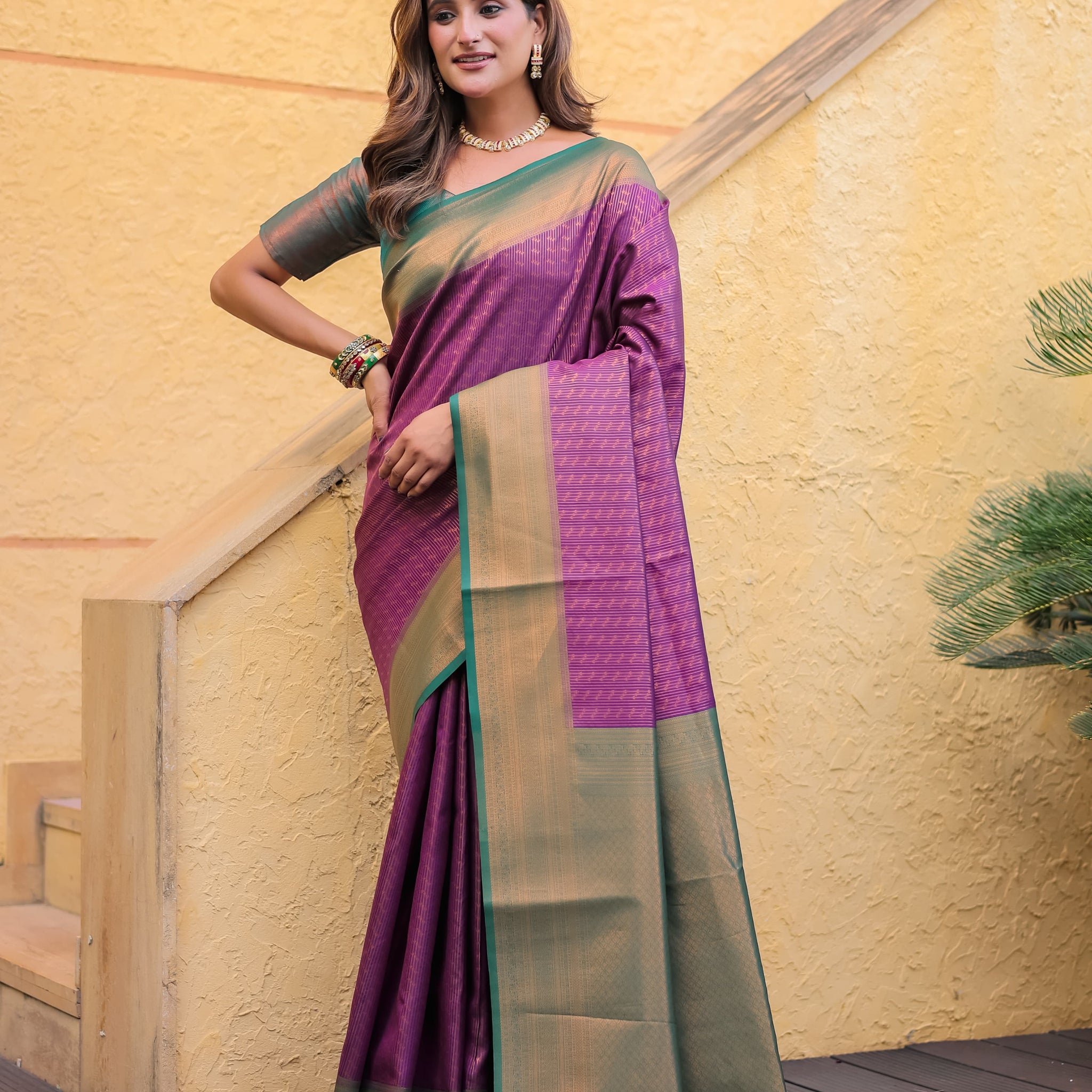 Purple Kubera Pattu Kanjivaram Silk Saree